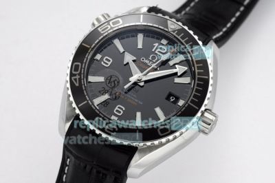 VSF Swiss Omega Seamaster Planet Ocean 600M Black Dial & Leather Strap Ladies Watch 39.5MM